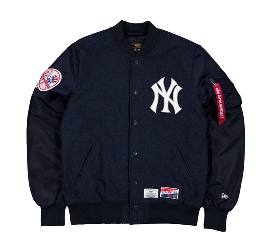 MANTEAU VARSITY MA-1 EN LAINE NAVY YANKEES ALPHA INDUSTRIES X NEW ERA
